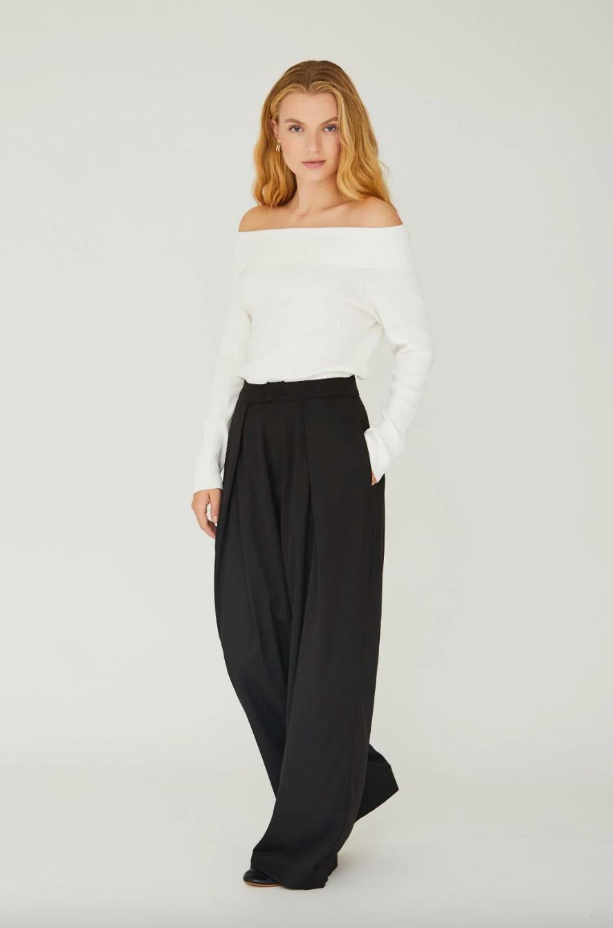 Rib Off Shoulder Blouse - Overdeler