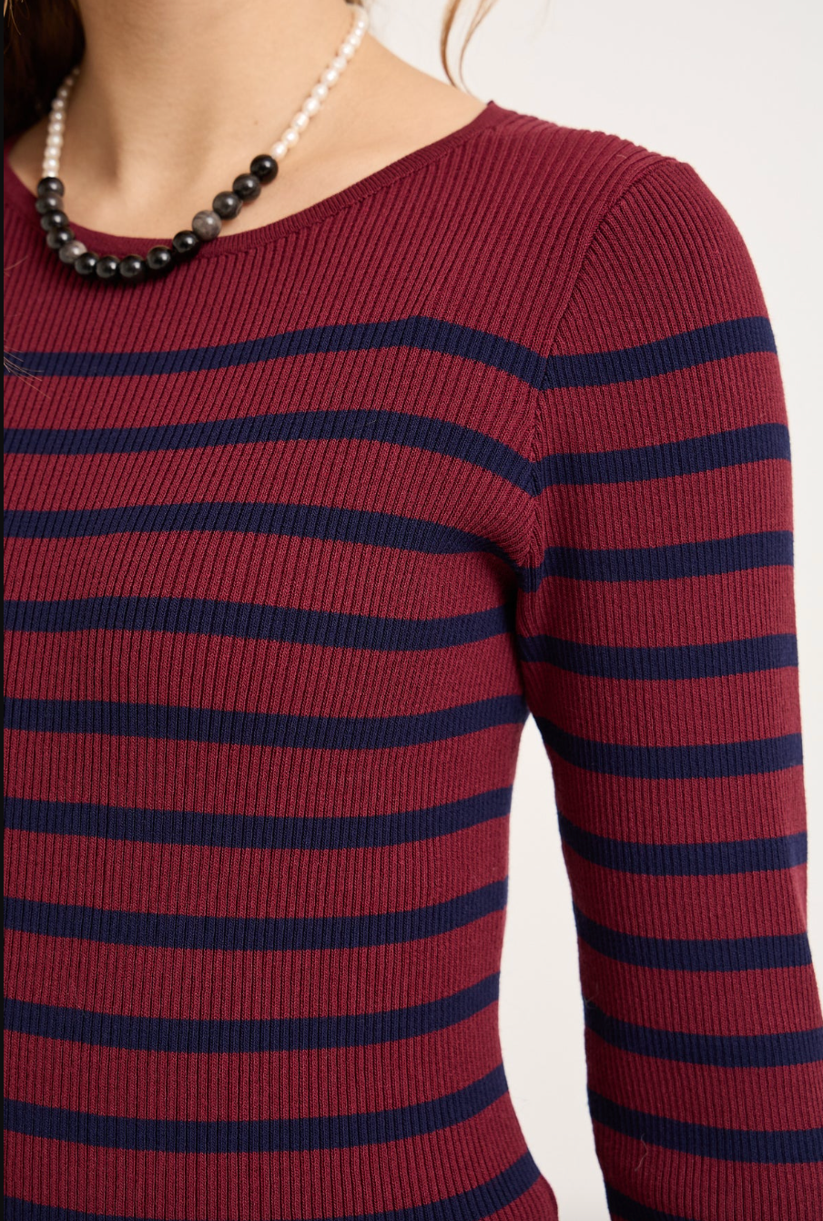 Rib Stripe Knit Blouse Overdeler