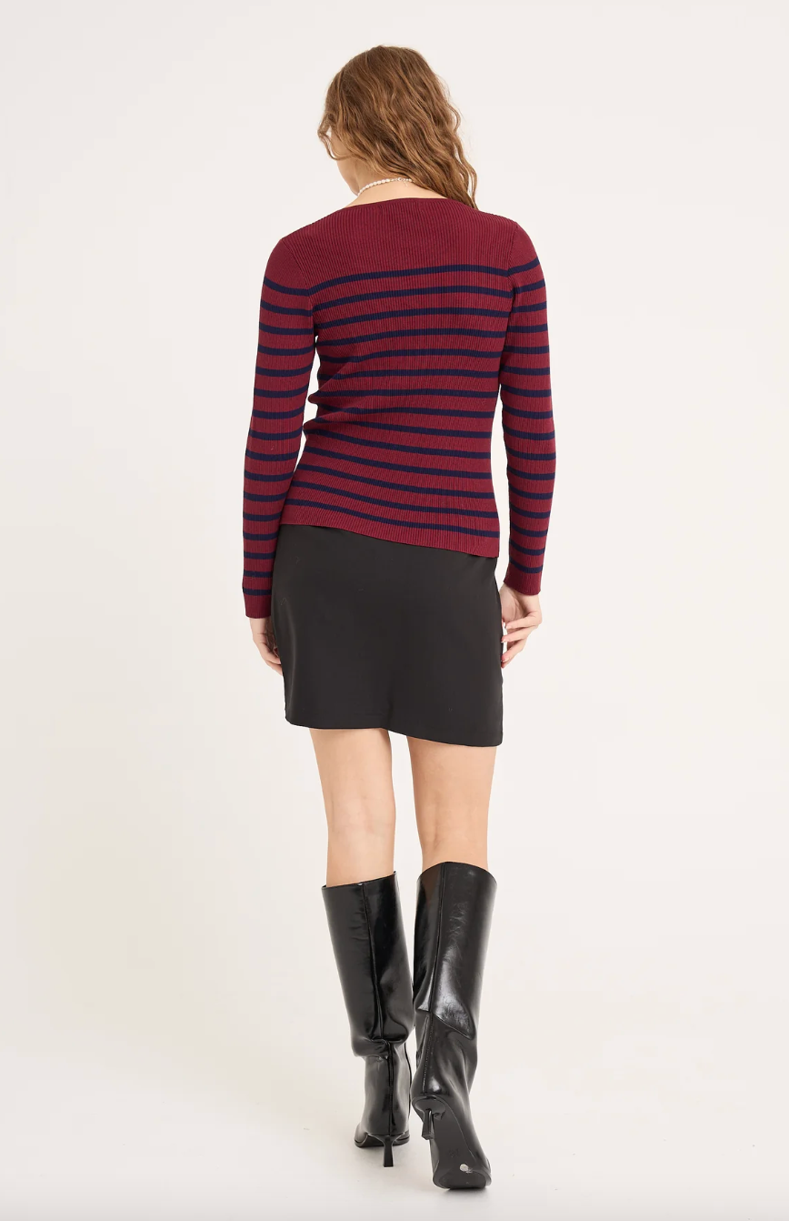 Rib Stripe Knit Blouse Overdeler