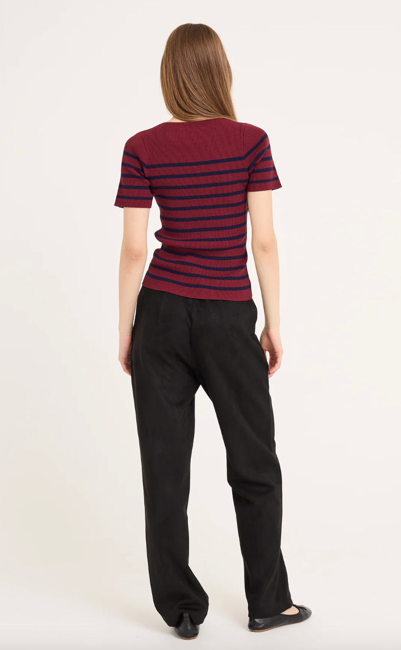 Rib Stripe Short Sleeve Top - Overdeler