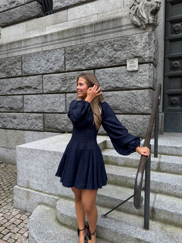 Sophie Tweed Dress- Mørkeblå - Kjoler