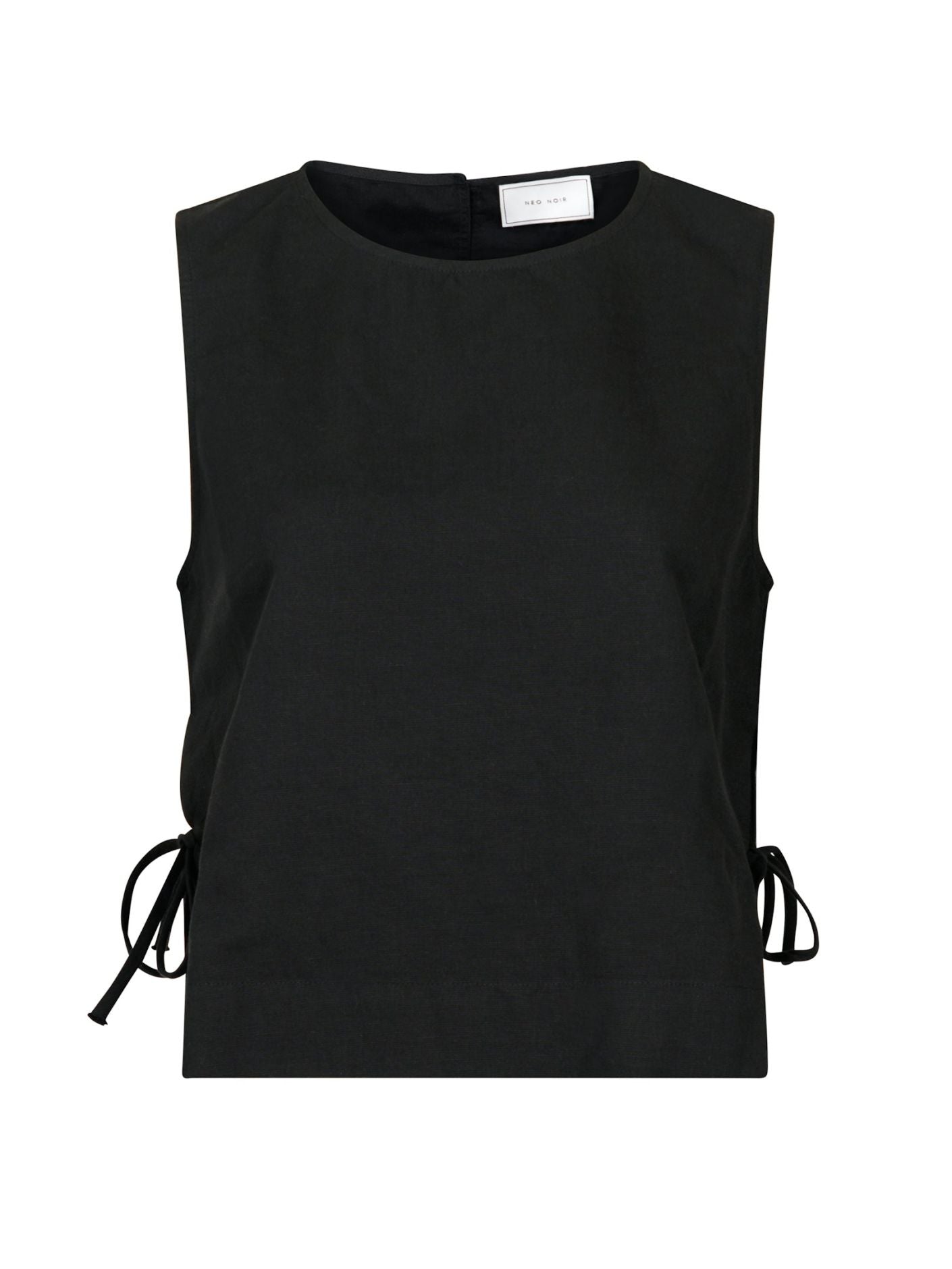 Svetlana Linen Top - Svart - Overdeler