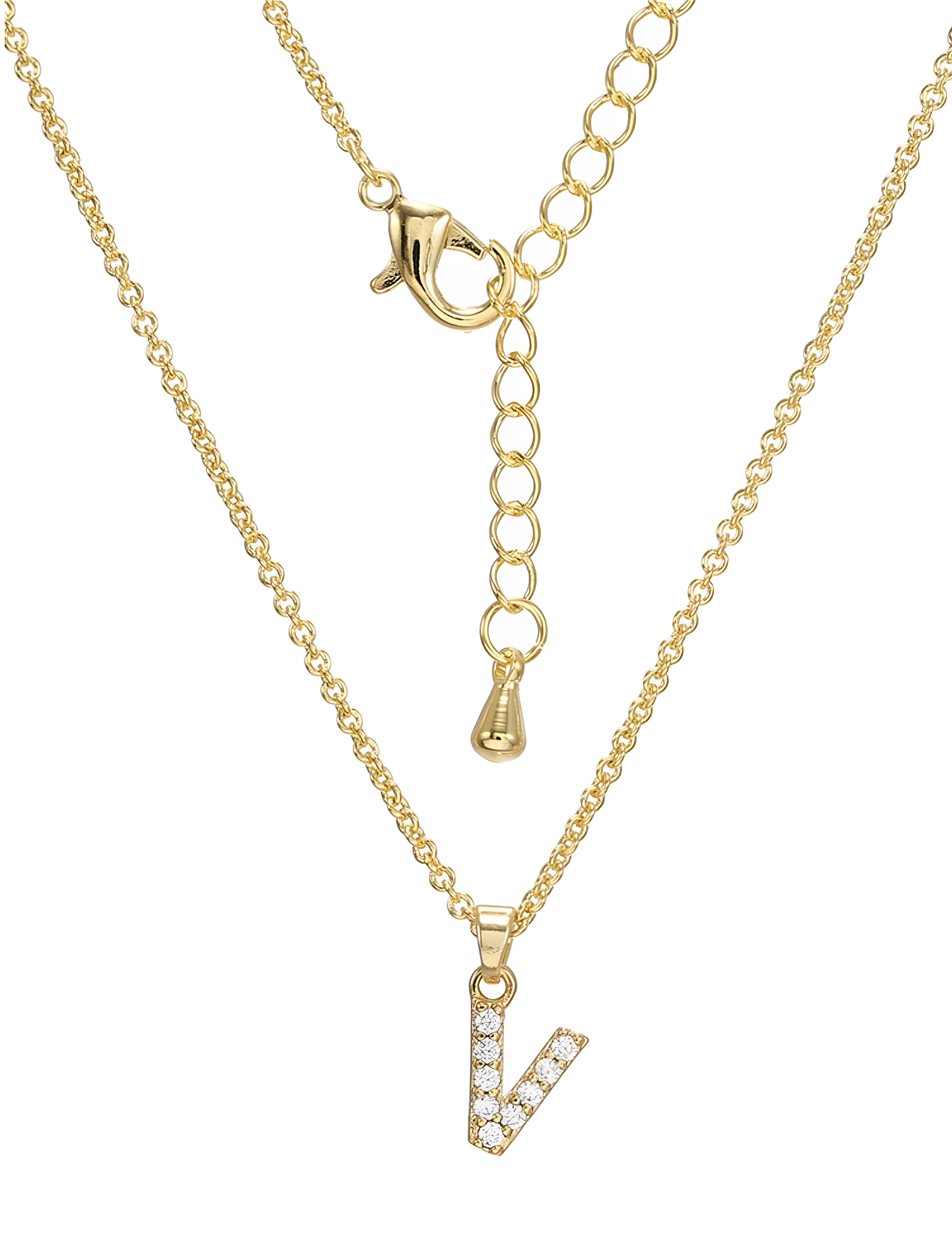 V Stras Letter Necklace - Tilbehør