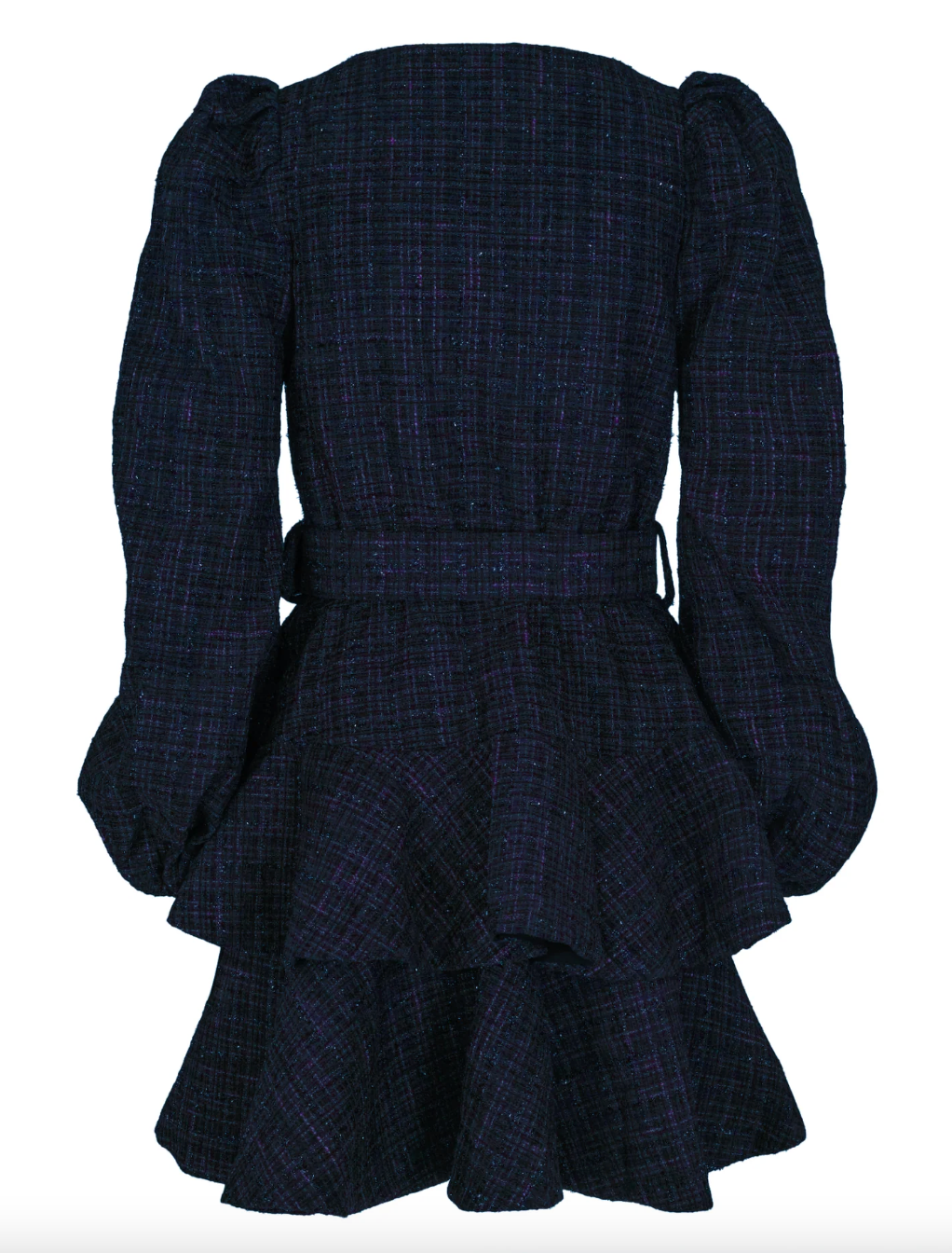 Wavy Tweed Dress - Midnight Blue - Kjoler